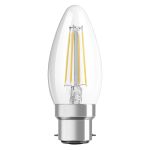 Ledvance Classic Performance LED Bulb B22d Candle Filament Clear 4W 470lm - 827 Extra Warm White | Replaces 40W