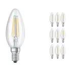 Multipack 10x Ledvance CLASSIC LED E14 Candle Filament Clear 4W 470lm - 840 Cool White | Replaces 40W