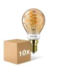 Multipack 10x Philips Master Value LED Lustre E14 Ball Filament Clear 2.6W 136lm - 918 Extra Warm White | Best Colour Rendering - Dimmable - Replaces 15W